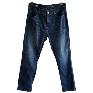 Mugsy Fultons tapered for dark Wash whiskering men’s jeans size 34/30